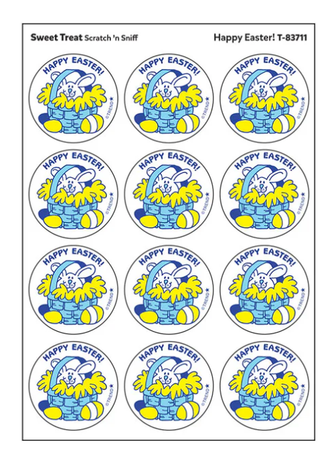 Happy EasterSweet Treat scent Retro Scratch n Sniff Stinky Stickers 24 ct