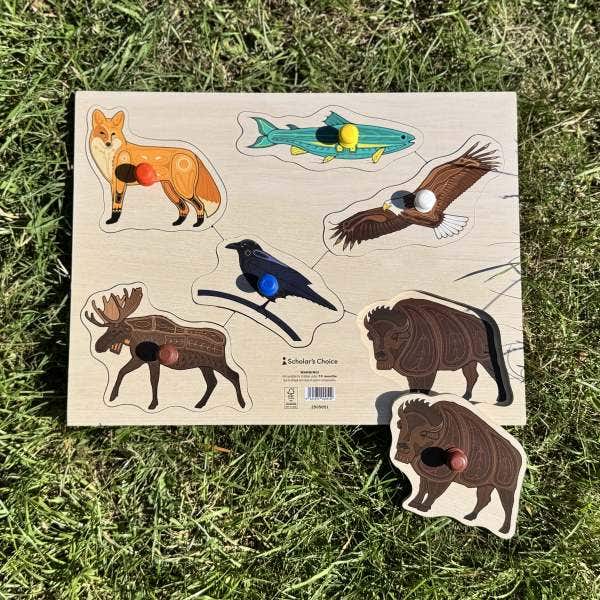 Indigenous Large Peg Puzzle Fox & Friends