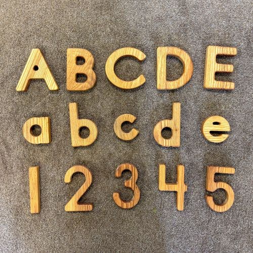 Wooden Letters & Numbers Loose Parts Collection