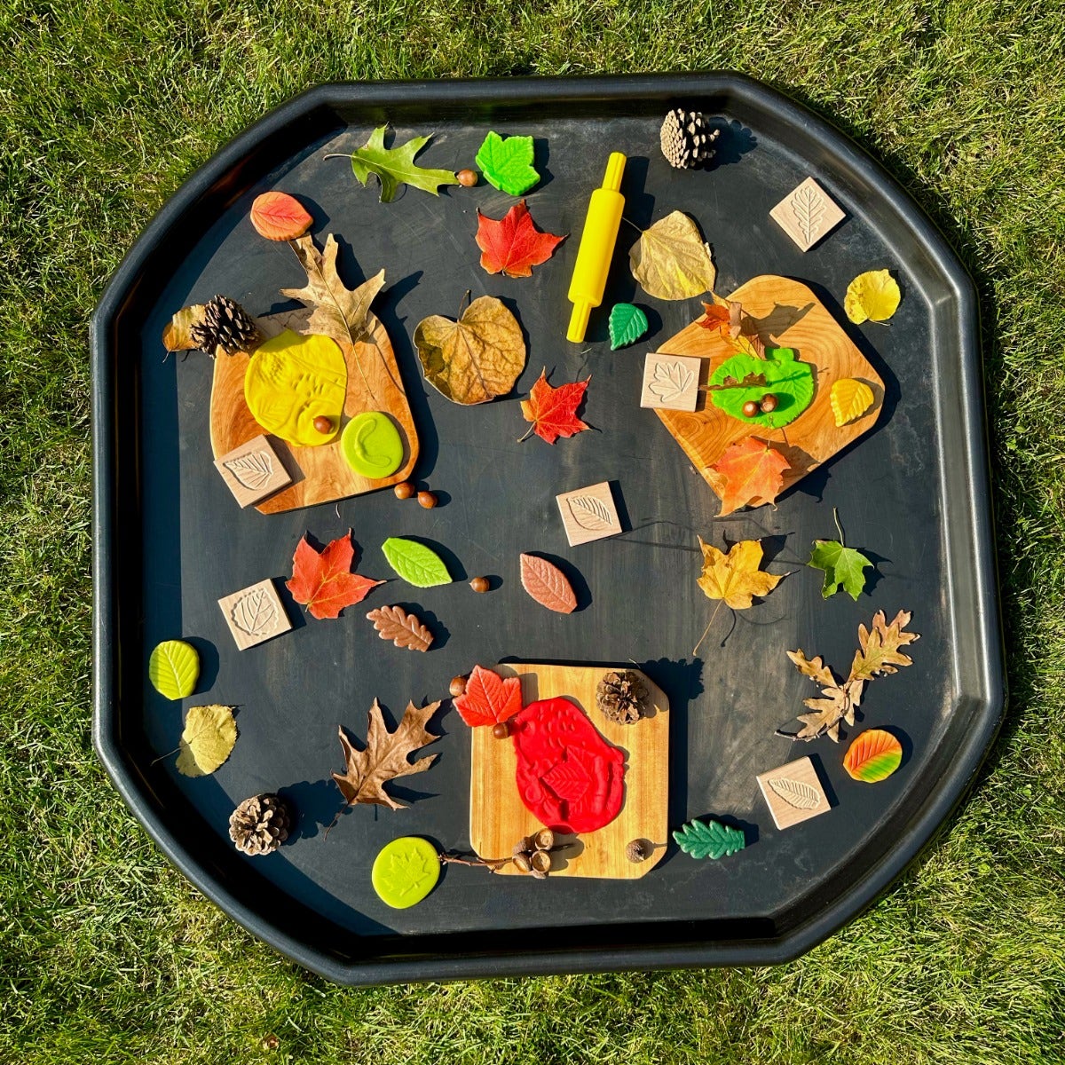 Sensory Play Stones Leaves