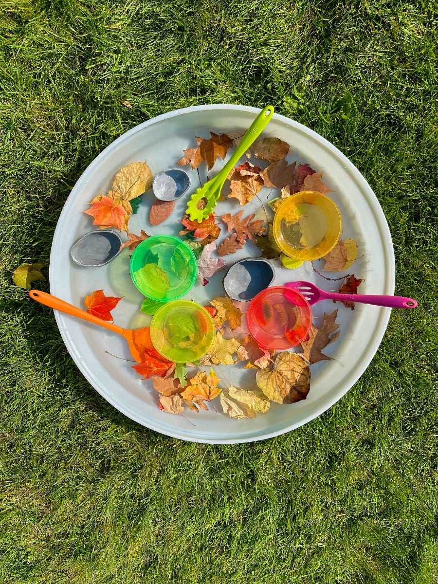 Sensory Play Stones Leaves