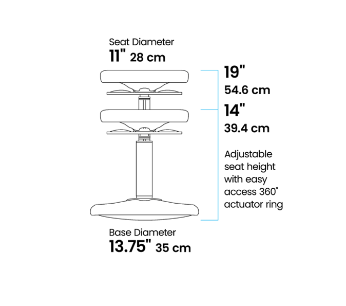 Kore Adjustable Wobble Chair 35-48cm Black