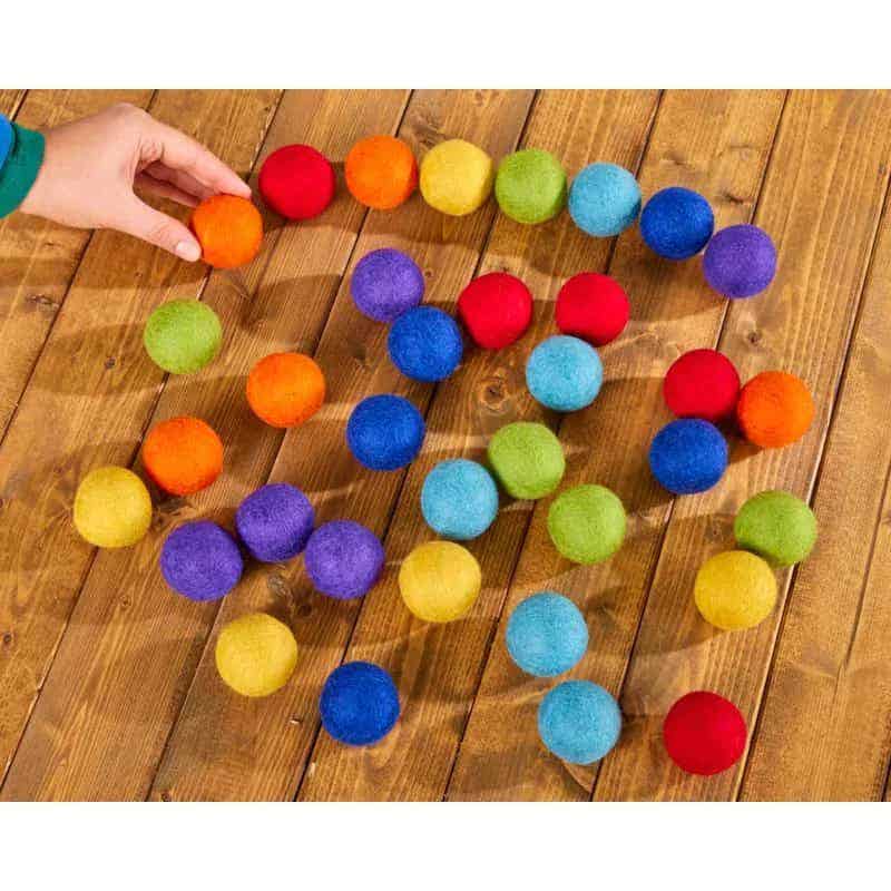 Large Rainbow Pom Pom Felt Balls