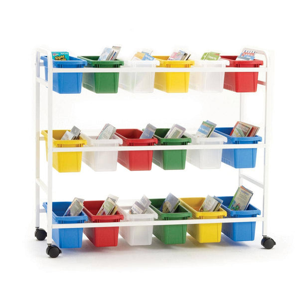 Leveled Reading Book Browser Cart With 18 Small Tubs