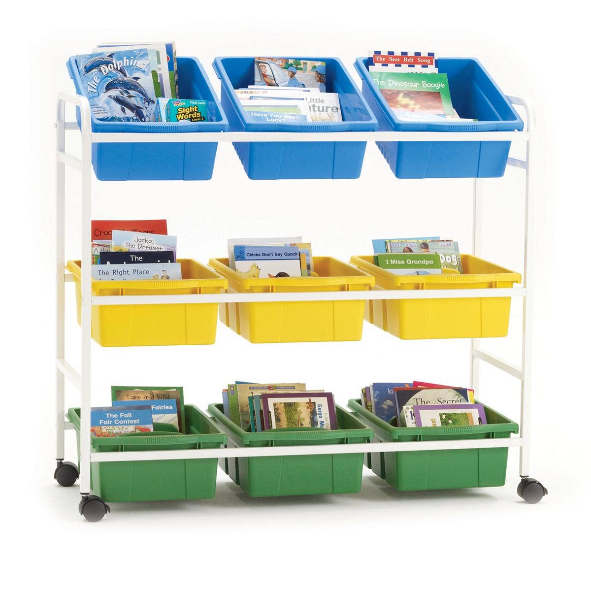 Leveled Reading Book Browser Cart With 9 Book Tubs