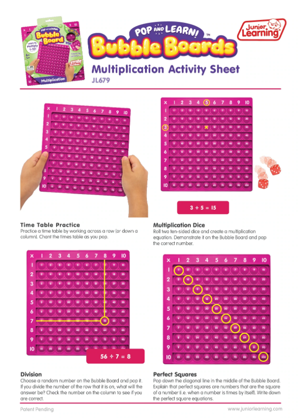 Multiplication Bubble Board
