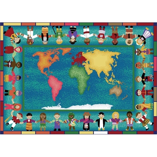 Hands Around the World Rectangle Multi Carpet 7ft 8in x 10ft