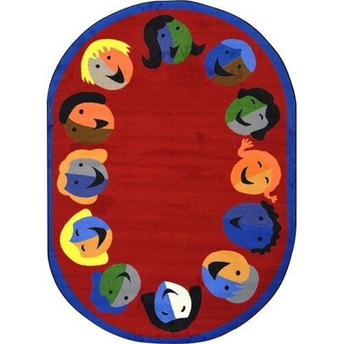 Joyful Faces Oval Red Carpet 5ft 4in x 7ft 8in