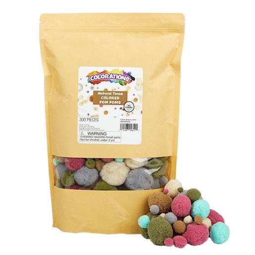 Natural Tones Pom Poms 6 Colors 300 pcs