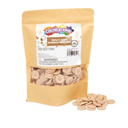 Natural Tones Wood Buttons 1/2lb 300 pcs