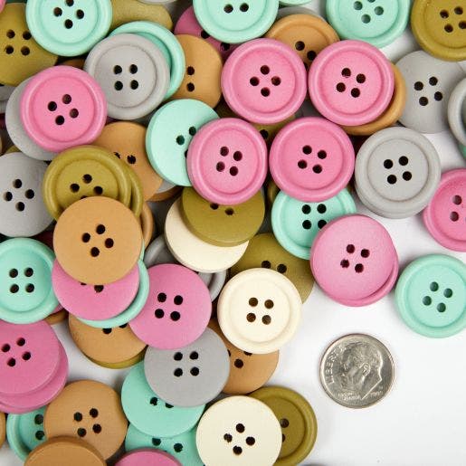 Natural Tones Wood Buttons 6 Color 300pcs