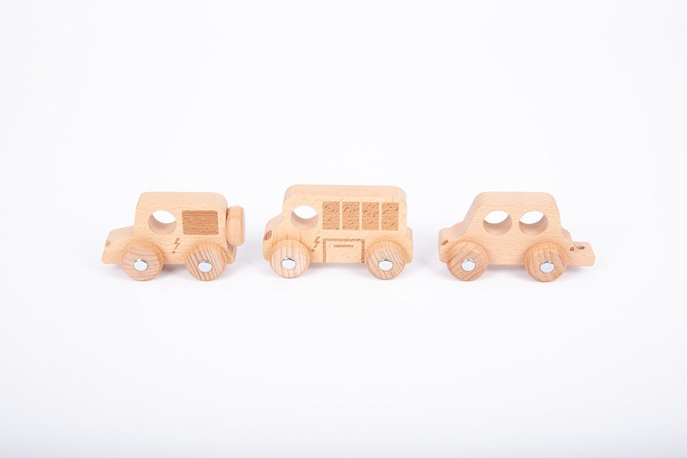 Natural Wooden Vehicles Set 12 pcs