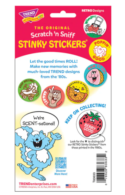 Neat Soap scent Retro Scratch n Sniff Stinky Stickers 24 ct