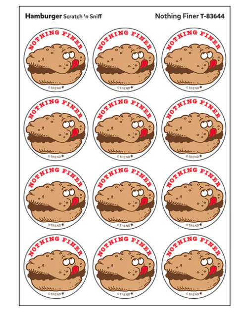 Nothing Finer/Hamburger scent Retro Scratch n Sniff Stinky Stickers 24 ct