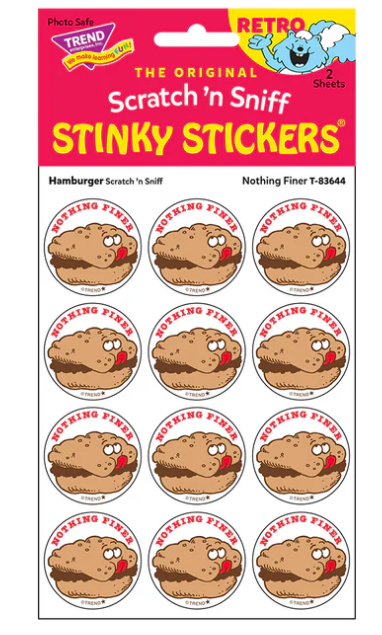 Nothing Finer/Hamburger scent Retro Scratch n Sniff Stinky Stickers 24 ct