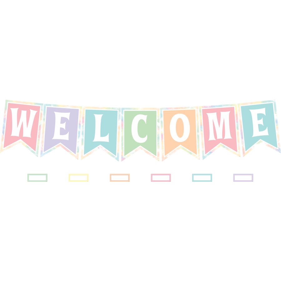Pastel Pop Pennants Welcome Bulletin Board
