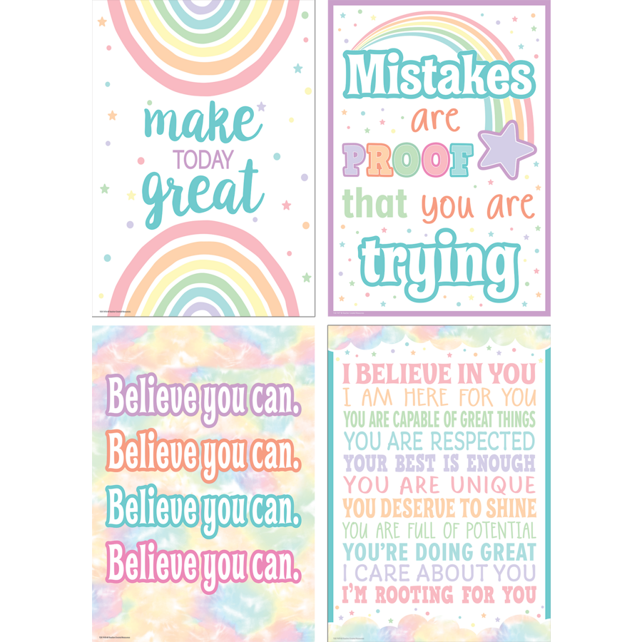 Pastel Pop Positive Poster 4 pack