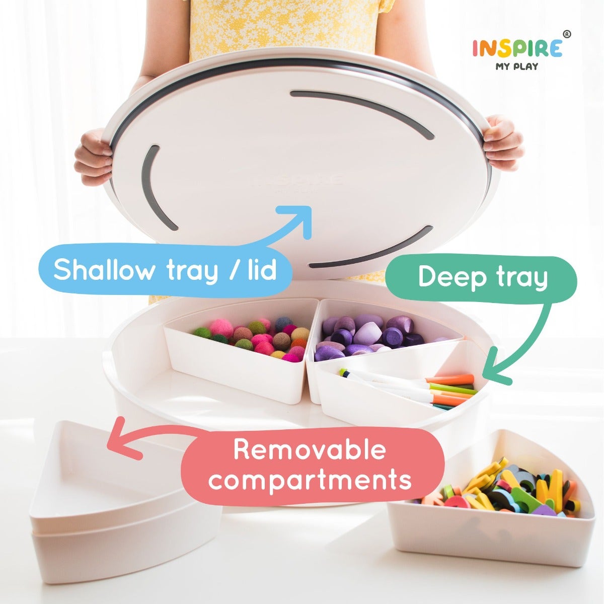PlayTRAY with Lid & Removable Compartments | Inspire My Play