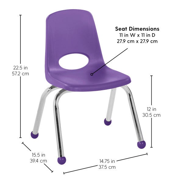 Purple 12 inch Stackable School Chair Ball Glide