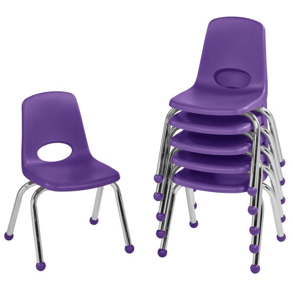 Purple 12 inch Stackable School Chair Ball Glide