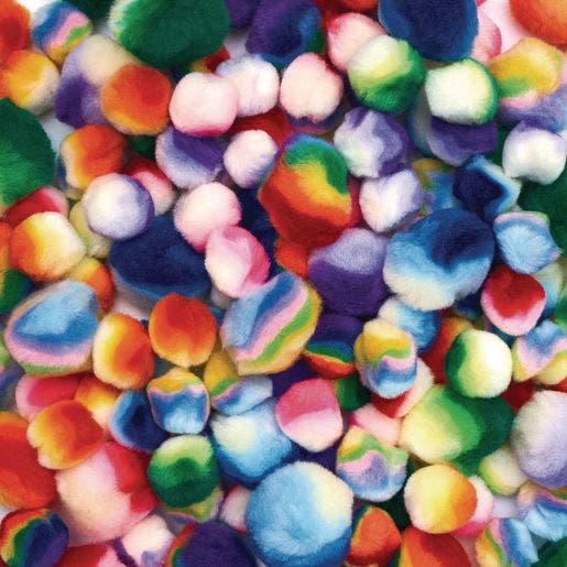Rainbow Striped Pom Poms 180 pcs