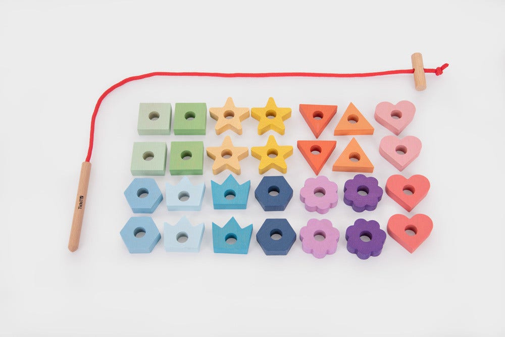 Rainbow Wooden Lacing Shapes