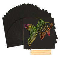 Scratch Art 25 Boards With 5 Sticks