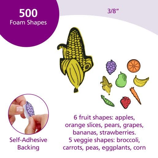 Self-Adhesive Fruit & Vegetable Foam Shapes 500 pcs
