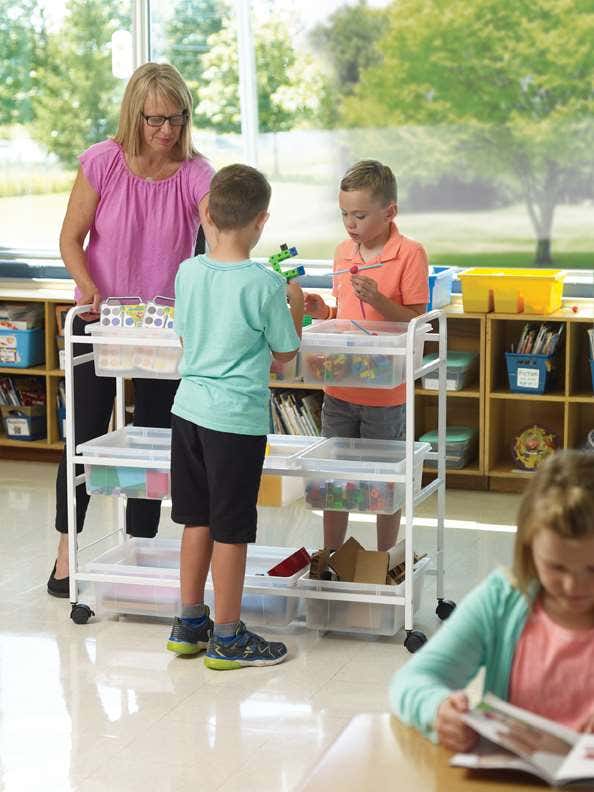 STEM Storage Cart with Clear Tubs and Lids