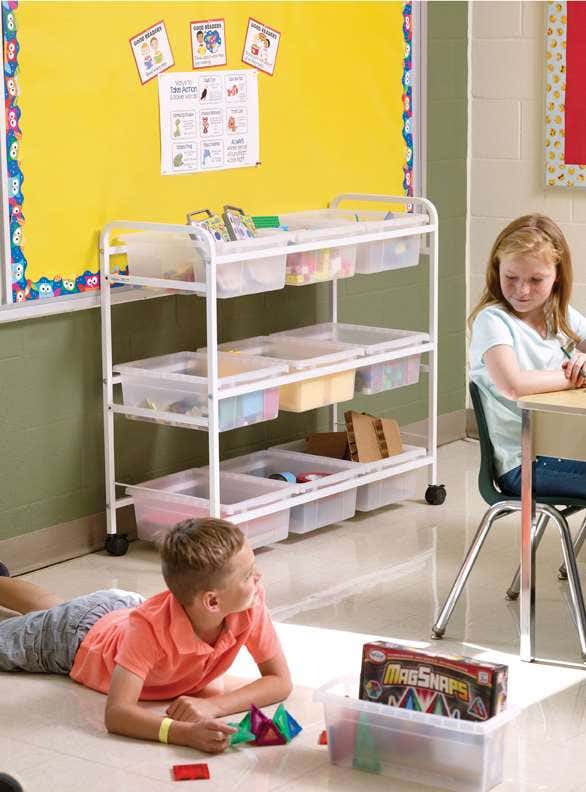 STEM Storage Cart with Clear Tubs and Lids