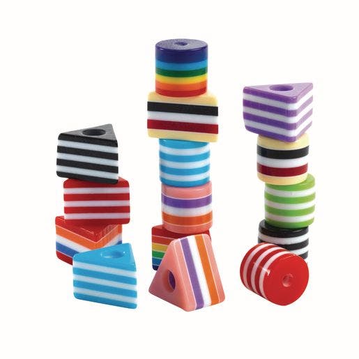 Striped Round & Triangular Beads