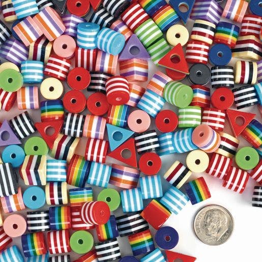 Striped Round & Triangular Beads