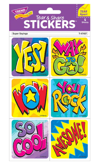Super Sayings Tear and Share Stickers