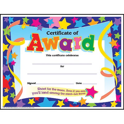 Certificate Of Award Colourful Classic Certificates