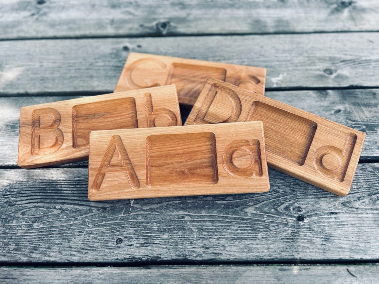 Wooden Alphabet Trays by Naturally Inspired Play