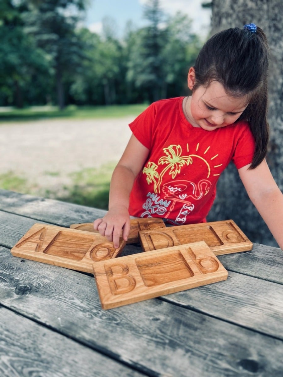 Wooden Alphabet Trays by Naturally Inspired Play