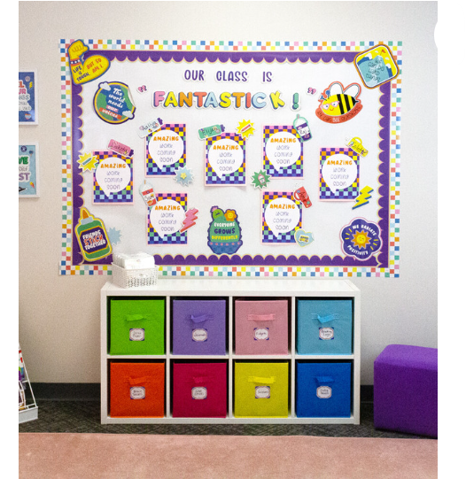 We Stick Together Checkered Rainbow Straight Bulletin Board