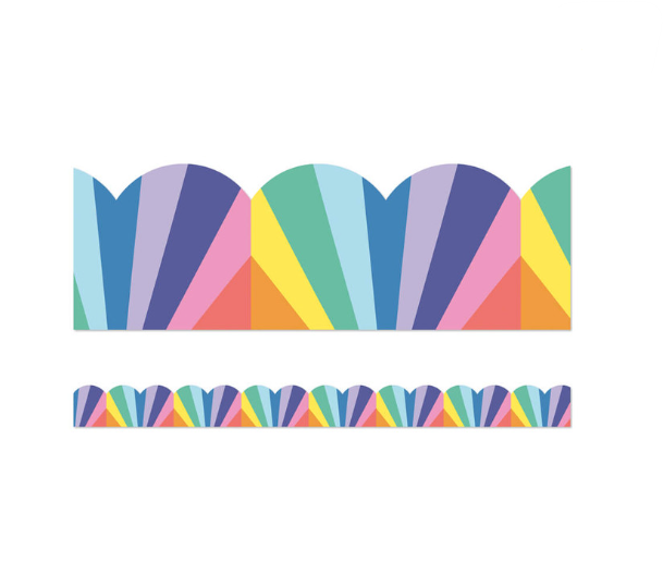 We Stick Together Rainbow Burst Scalloped Bulletin Board Bor