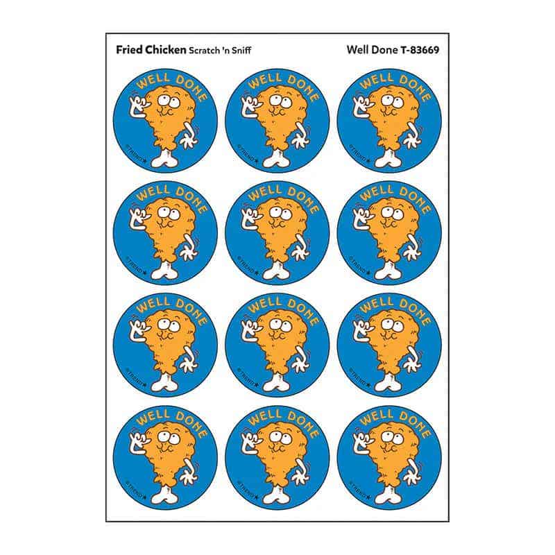 Well Done Fried Chicken scent Retro Scratch n Sniff Stinky Stickers