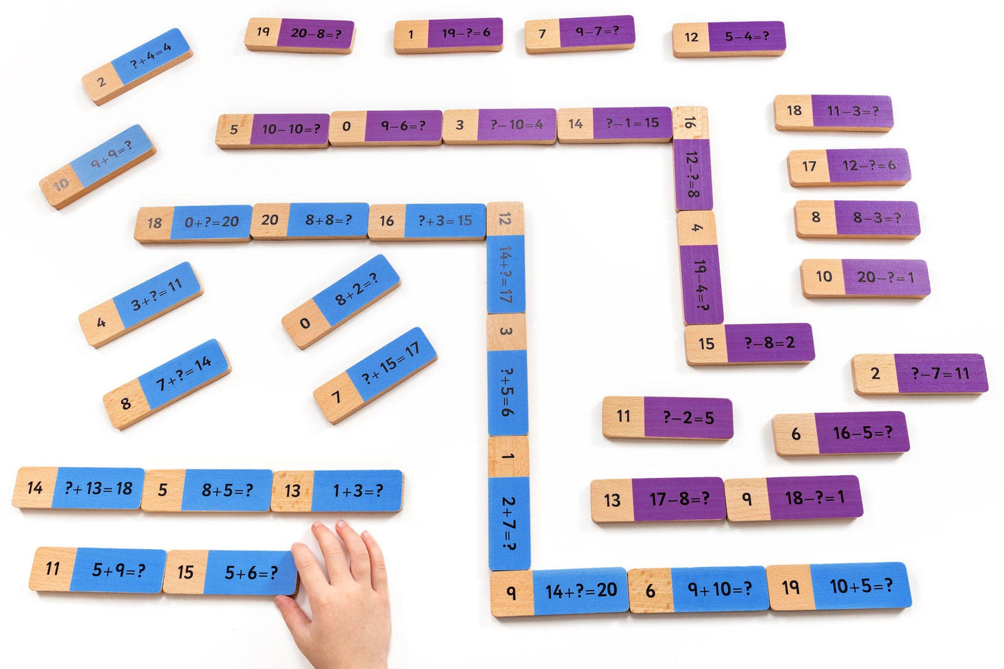 Wooden Addition and Subtraction Dominoes 40 pieces