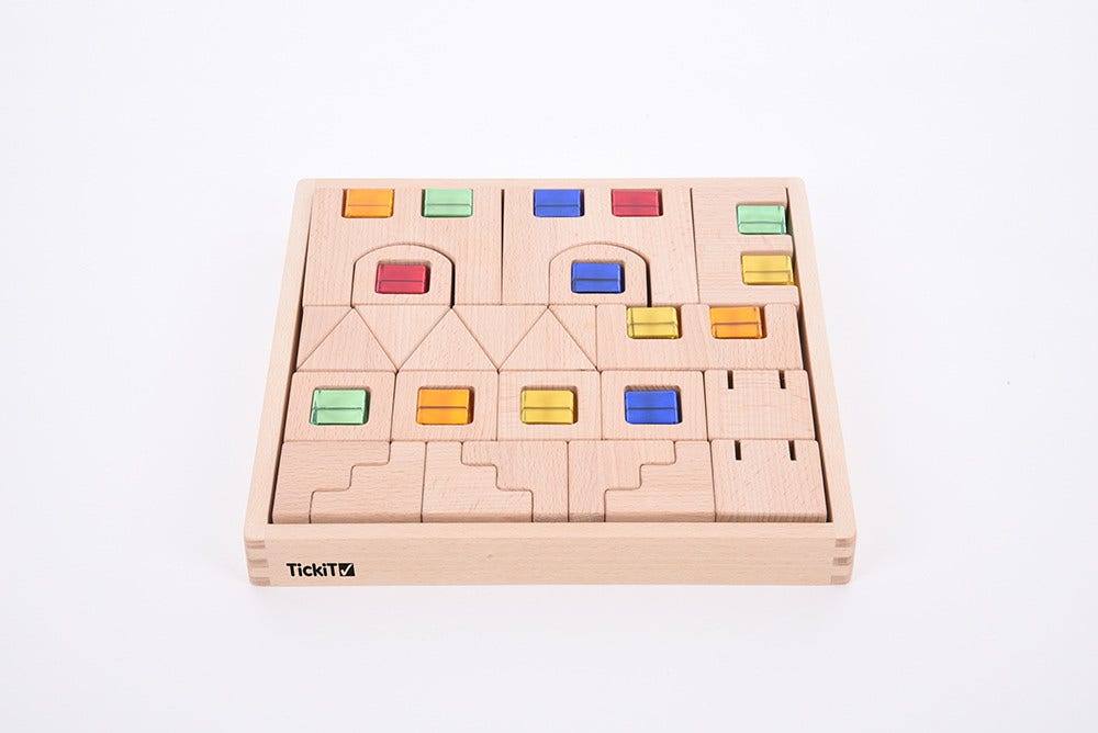 Wooden Building Gem Blocks 40 pc