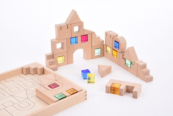 Wooden Building Gem Blocks 40 pc